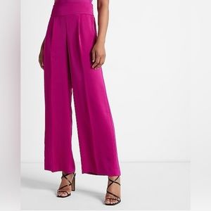 Super high waisted satin wide leg pants